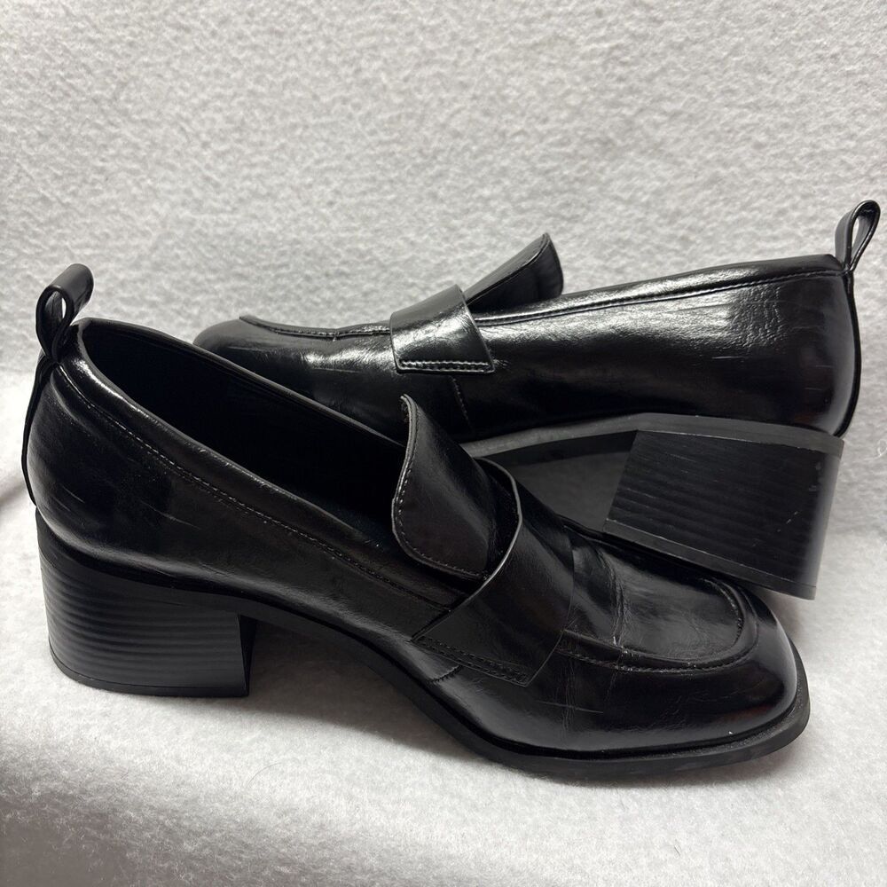 Abercrombie & Fitch Black Block Heeled Loafer Faux Leather Women’s Size 7 Y2K - Picture 5 of 5